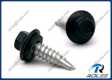 China 410 Stainless Painted Hex Flange Head Self Drilling Screw with Neoprene Washer supplier