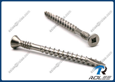 China 304/316 Stainless Square Trim Head Double Thread Deck Screws w/ 4 Nibs, Type 17 supplier