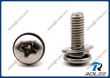 China A2/A4 Stainless Steel Philips Truss Head SEMS Screws with Spring &amp; Flat Washers supplier