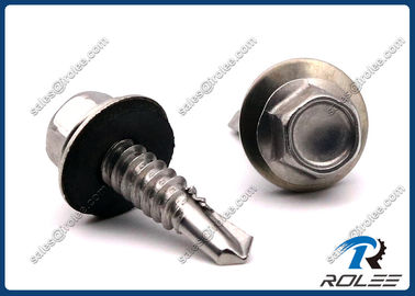 China 410 Stainless Hex Washer Head Self-drilling Roofing Screw w/ EPDM Sealing Washer supplier