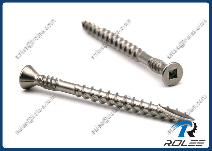 304/316 Stainless Square Trim Head Double Thread Deck Screws w/ 4 Nibs