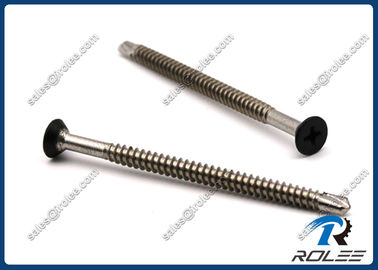 China 316 Stainless Steel Marine Grade Self Drilling Screw, Philips Flat, Matt Black Painted Head supplier