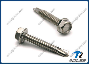 China 1/4-14 x 1&quot; DIN 7504K 410 Stainless Steel Hex Washer Head Self-drilling Screw supplier