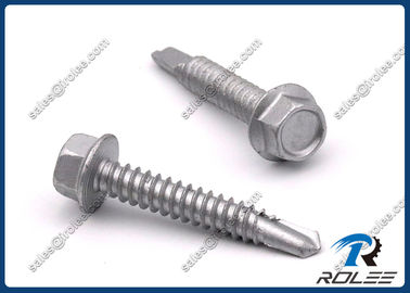 China Disgo Plated Stainless Steel 410 Hex Washer Head Self Drilling Screw for Metal / Steel supplier