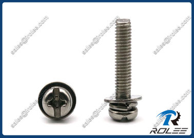 China Stainless Steel Philips Slotted Pan Head SEMS Machine Screw with Double Washers supplier