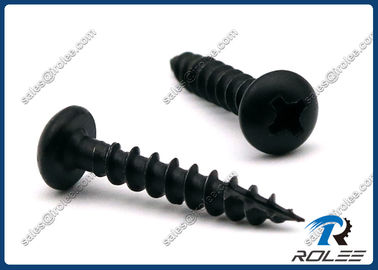 China Black Stainless Steel 410 Philips Round Head Wood Screw, Type 17 Point, Coarse supplier