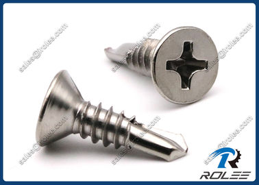 China 410 Stainless Steel Philips Flat Head Self Drilling Sheet Metal Screws, Passivated supplier